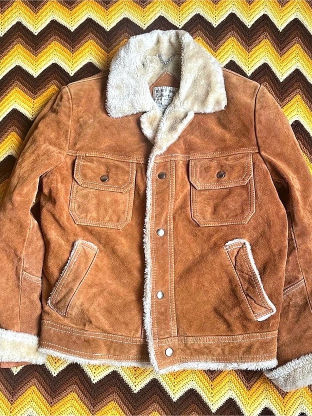 Vintage 70s Twenty Three Collection Sherpa-Lined suede trucker Jacket